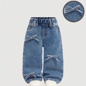 Baby Girl Bowknot Denim Wide Leg Jeans